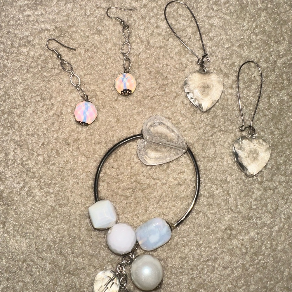 Elegant Silver and White Jewelry Set